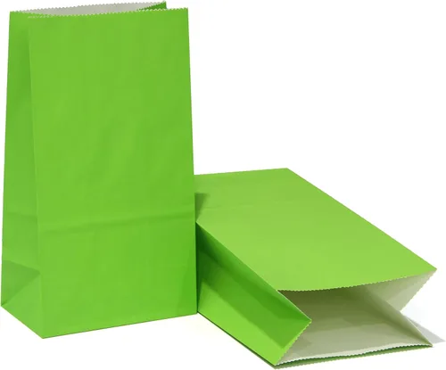 Miniatura 13 de 80 bolsas de regalo de fiesta, pequeñas bolsas de almuerzo de papel amarillo para bodas y fiestas de cumpleaños de niños, 5.1 x 3.1 x 9.4 pulgadas