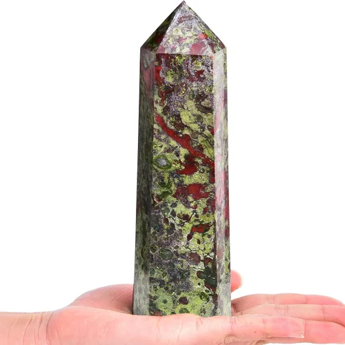 Miniatura 38 de AMOYSTONE Obelisco de Piedra de Sangre Africana Varita de Cristal Curativo Grande Torre Columna Facetada de 6 Lados Reiki Chakra Meditación Terapia
