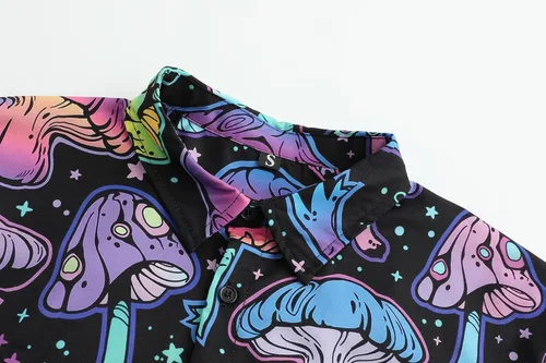 Miniatura 6 de PATSINFOS ropa de festival para hombre, trajes de festival para hombres, trajes rave para hombres, camisa hawaiana de hongos para hombres, 01