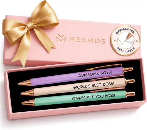 MESMOS Paquete de 3 bolígrafos elegantes para mujer, regalos de mejor jefa para mujeres, regalo de agradecimiento al jefe, cumpleaños, día nacional,