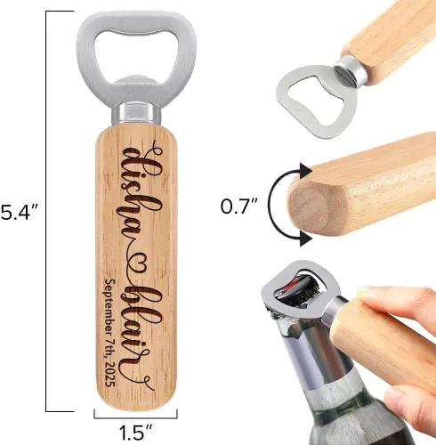 Miniatura 5 de Abrebotellas personalizados, nombres de pareja personalizados de madera y abridores de fecha para regalo de boda, regalos ideales para boda