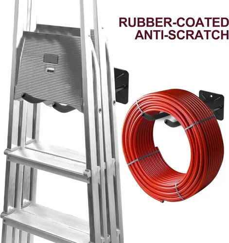 Miniatura 5 de Sinoer Ganchos de garaje dobles resistentes de 12.44 pulgadas para montaje en pared, organizador de herramientas para escaleras, bicicletas