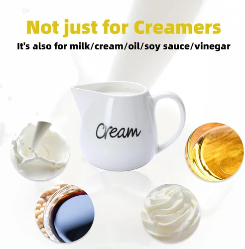 Miniatura 5 de ONTUBE Crema de porcelana, jarra de crema de leche de cerámica de 12 oz (blanco)