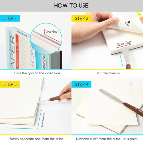 Miniatura 5 de MEEDEN Bloque de papel de acuarela – 3 texturas 100% algodón acuarela papel bloc de 30 hojas, 140 libras/300 gsm, papel de arte sin ácidos