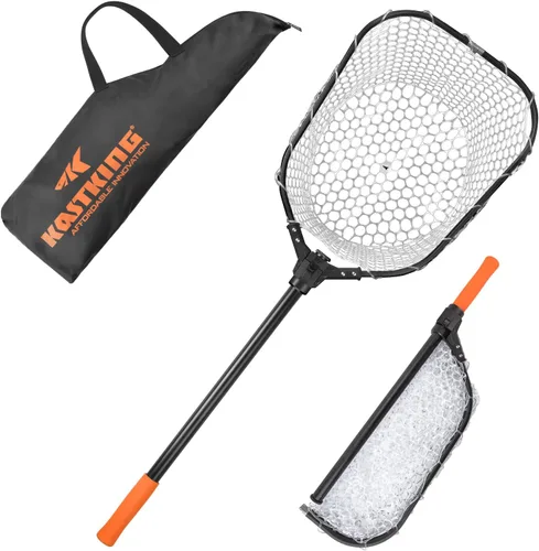 Miniatura 10 de KastKing Red de pesca Brutus, red de aterrizaje de peces plegable y extensible, red de pesca ligera y portátil con mango de espuma EVA suave