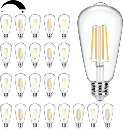 Miniatura 8 de Bombillas LED Edison vintage equivalentes a 60 W, regulables, 7 W, ST58, bombillas de filamento LED blanco cálido 3000 K, iluminación