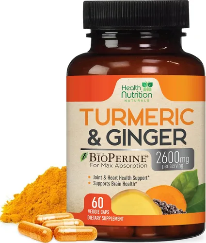 Miniatura 10 de Suplemento de curcumina de cúrcuma, 2000 mg de cúrcuma orgánica y 400 mg de jengibre orgánico por porción, 95% curcuminoides y pimienta negra