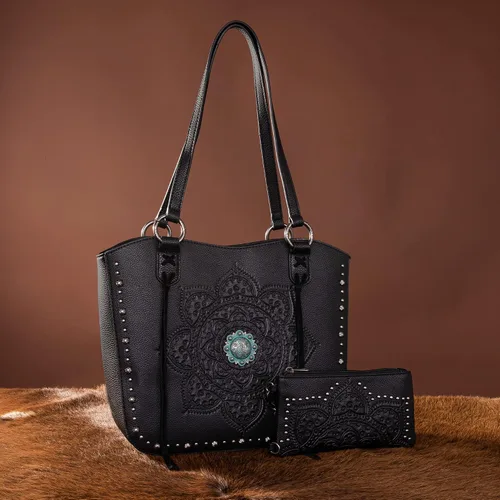 Miniatura 4 de Montana West Western Tote Bag for Women Concealed Carry Purse with Wallet Set Tooling Mandala Pattern Design