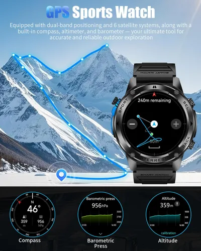 Miniatura 2 de Military Smart Watch for Men with GPS, 1.43" AMOLED Smart Watch with Bluetooth Call, 5ATM Waterproof, 170+ Sports Modes, 700mAh Heart Black