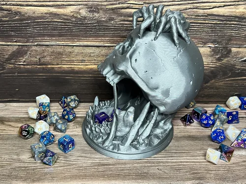 Miniatura 5 de MunnyGrubbers - Torre de dados de calavera de 6.5 pulgadas - (7 dados al azar D20 juego incluido) - Plástico sin olor a pintura - Juego de rol
