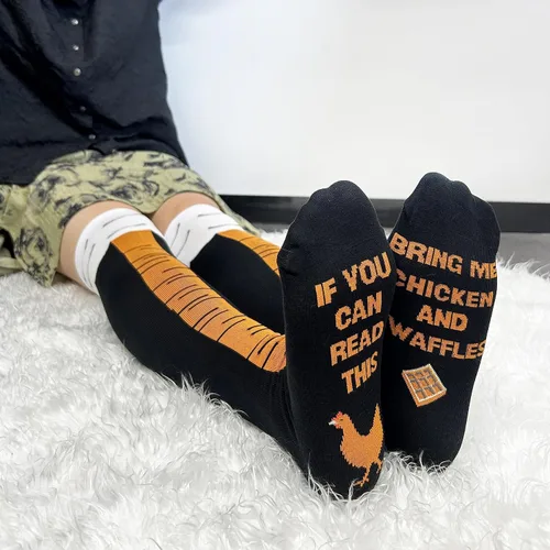 Miniatura 4 de WHOTAY Calcetines divertidos de pierna de pollo para mujeres y hombres, calcetines novedosos de pies de pollo, regalos de pavo hasta la rodilla