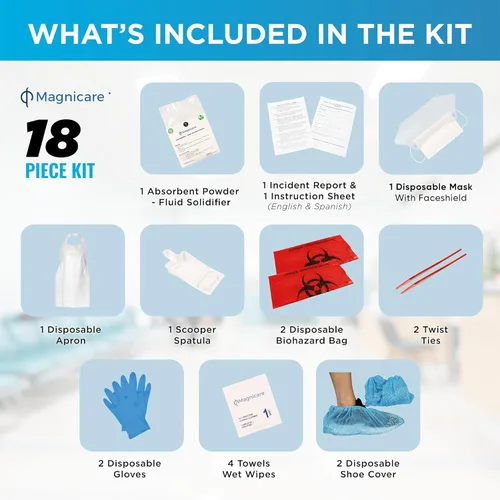 Miniatura 4 de Kit de limpieza de vómitos y diarrea para restaurante – Cumple con OSHA Kit de limpieza de líquidos corporales Ideal para escuelas, clínicas