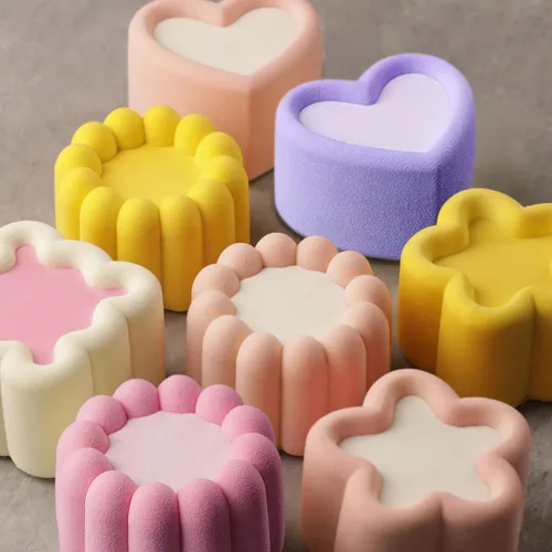 Miniatura 3 de 4 moldes de silicona antiadherentes para suministros de hornear, molde cuadrado de estrella, corazón, flor, pastel, moldes de silicona para pudín