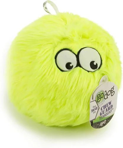 Miniatura 23 de goDog Furballz - Bola de peluche chirriante para perro, tecnología Chew Guard, color arcoíris genial, grande Furballz (arco iris fresco)