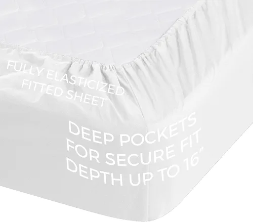 Miniatura 4 de Pure Bedding Sábanas – Juego de sábanas Queen [4 piezas, blancas] – Hotel Luxury 1800 microfibra cepillada – Suave y transpirable – Sábana bajera