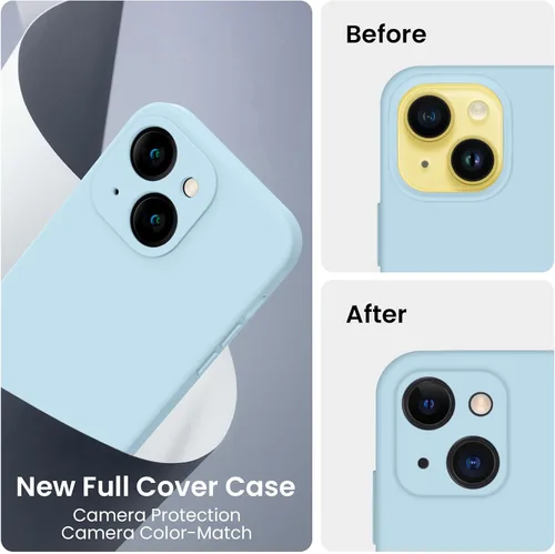 Miniatura 3 de FireNova Funda diseñada para iPhone 14, funda de silicona mejorada [protección de cámara] con [2 protectores de pantalla], forro interior de Azul