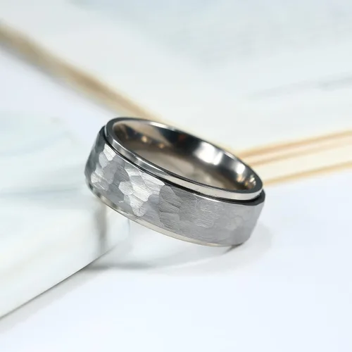 Miniatura 6 de Anillo giratorio de titanio de tungsteno de 0.2360.315 pulgadas para hombre, tamaño medio, sin níquel, anillo de ansiedad para hombres y mujeres
