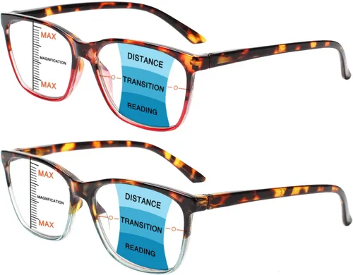 Miniatura 11 de COJWIS Progressive Multifocus Reading Glasses Blue Light Blocking,Spring Hinge Readers for Women Men