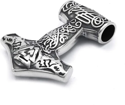 Miniatura 2 de Triskele Triquetra Valknut Mjolnir Thors Hammer Collar Colgante Acero Inoxidable Viking Accesorios Nórdicos Viking Joyería Hombres