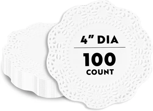 Miniatura 22 de Restaurantware Pastry Tek Blondas de Encaje de 4 x 4 Pulgadas 100 Vajilla Decorativa - Blondas de Mesa Desechables Redondas de Papel Negro