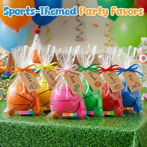 Miniatura 7 de Shindel Mini baloncesto, 6 pelotas de baloncesto de 4.7 pulgadas con bomba para regalos de cumpleaños para niños pequeños, pelotas de patio