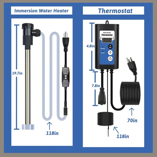 Miniatura 6 de Calentador de agua de inmersión de 3000 W, 240 V, bañera de hidromasaje y piscina inflable, calentador de agua sumergible eléctrico portátil