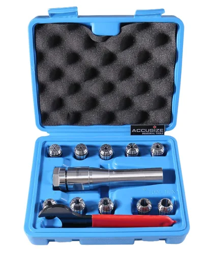 Miniatura 9 de Accusize Industrial Tools R8 Shank Plus 8 Pcs Sistema de Collet Er16, 3/32" - 3/8", 1 Llave en una Caja Ajustada, 0223-0944 3/32"-3/8", Alloy