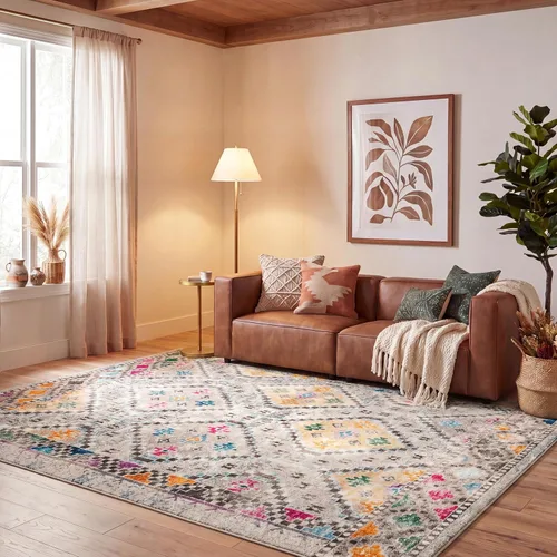 Miniatura 12 de SAFAVIEH Madison Collection - Alfombra de pasillo de 2 pies 2 pulgadas x 6 pies, color verde y beige, diseño bohemio de diamante, no desprende
