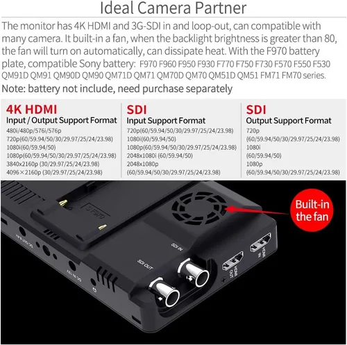 Miniatura 6 de FEELWORLD LUT6S 6 pulgadas SDI 2600nits HDR 3D LUT pantalla táctil DSLR Cámara Monitor de campo con forma de onda VectorScope histograma 3G SDI 4K