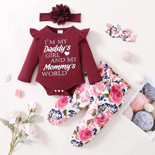 Miniatura 73 de SUNNY PIGGY Ropa para bebé recién nacida, con volantes, mameluco de algodón floral, conjunto de pantalones de algodón para niñas