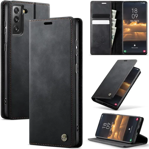 Miniatura 38 de Funda tipo cartera para iPhone 13 de piel tipo cartera con tarjetero y función atril, cierre magnético, bloqueo RFID, TPU a prueba de golpes