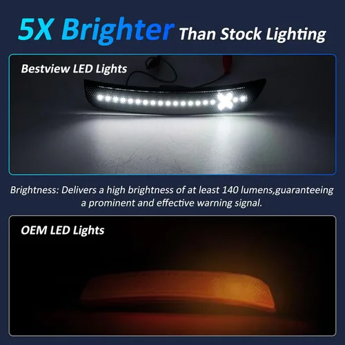 Miniatura 3 de Bestview 4 luces de posición laterales para Chrysler 300 2015-2021: luces LED blancas de parachoques delantero y trasero estilo X, lámparas