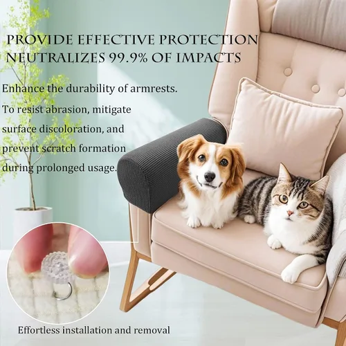 Miniatura 3 de Juego de 2 fundas elásticas para reposabrazos de sofá, silla y sillón reclinable (Negro)