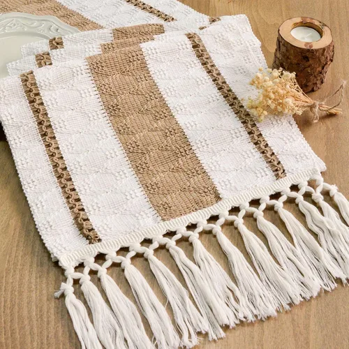 Miniatura 12 de FEXIA - Camino de mesa bohemio con borlas, para decoración del hogar, de macramé para decoración de habitación, comedor, dormitorio, despedida