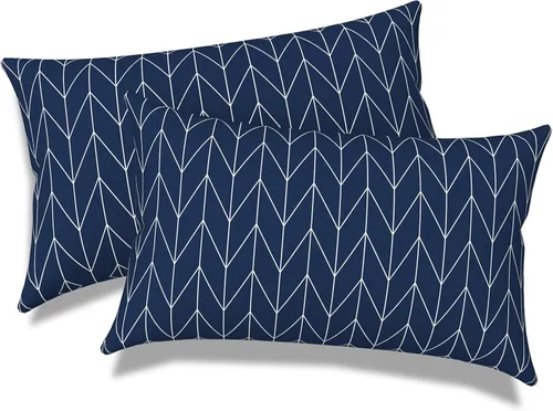 Miniatura 444 de Juego de 2 almohadas para exteriores de 16 x 16 pulgadas, repelentes al agua con interiores, para muebles de patio, hogar, jardín, geometría bohemia