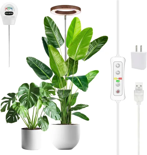Miniatura 25 de Yadoker - Luz de cultivo LED de espectro completo para plantas de interior, lupa negra, altura ajustable, temporizador automático, bajo voltaje