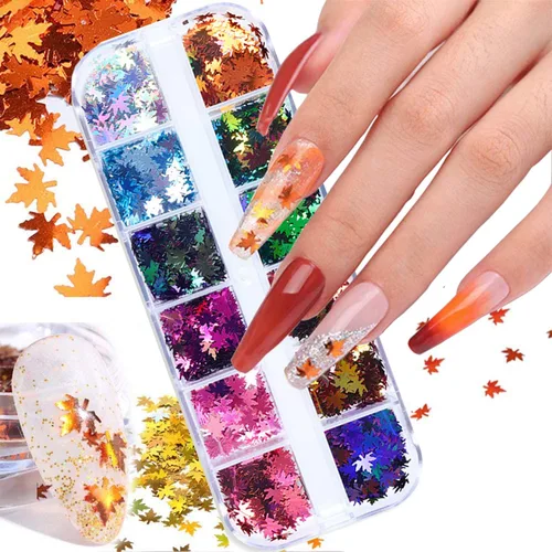 Miniatura 10 de Lentejas de purpurina camaleón para uñas, lentejuelas de arte de uñas holográficas 3D con gradiente láser, polvo de purpurina brillante en gel UV
