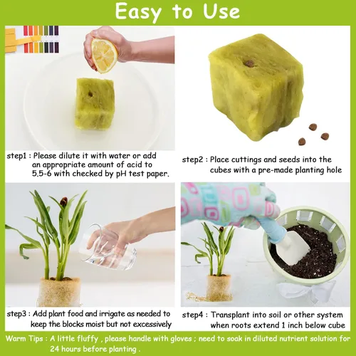 Miniatura 4 de Legigo Cubos de lana de roca de 1.2 pulgadas para hidroponía, cubos de cultivo para plantación de lana de roca para torre hidropónica, jardín, 2