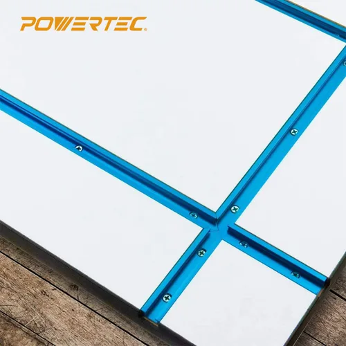 Miniatura 7 de POWERTEC 71118-P3, paquete de 6, pista en T universal de perfil de doble corte de 24 pulgadas con agujeros de montaje preperforados, pista en T