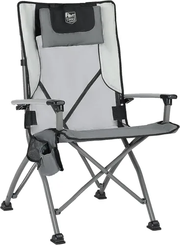 TIMBER RIDGE Silla plegable de campamento para adultos, sillas plegables de aluminio con respaldo alto con organizador de tazas y reposacabezas