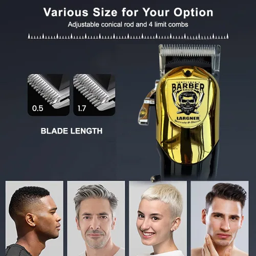Miniatura 5 de Cortapelos para hombres profesionales, recortadora de barba inalámbrica y afeitadoras eléctricas para hombres, kit de corte de pelo de peluquero