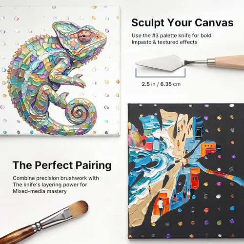 Miniatura 5 de Nicpro Juego de 30 pinceles de pintura, pinceles profesionales con espátula de pintura y rollo de tela, pinceles de pintura para acrílico, óleo