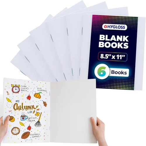 Miniatura 18 de Hygloss Libros en Blanco - Paquete de 10 unidades – 8.5" x 11" A4 Varios Colores – Libros en Blanco de Tapa Blanda para Niños para Escribir