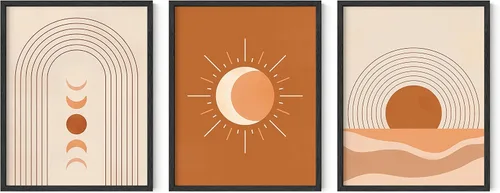 Miniatura 67 de HAUS AND HUES Arte de pared moderno de mediados de siglo, decoración bohemia para pared, juego de 3 impresiones artísticas de sol, decoración