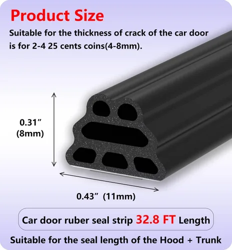 Miniatura 4 de Tira de sellado de puerta de automóvil de goma de 3 capas con estructura piramidal automotriz, burlete autoadhesivo para puerta de automóvil