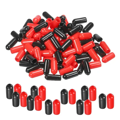 Miniatura 57 de MECCANIXITY 50 unids tapas de goma Surtido de 0.079 in PVC vinilo tornillo rosca protector para tornillo tornillo negro rojo