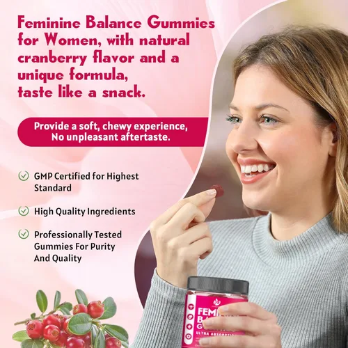 Miniatura 6 de Feminine Balance - Gomitas de equilibrio para mujeres sin azúcar, salud vaginal, antioxidante, salud digestiva, apoyo para el equilibrio de PH