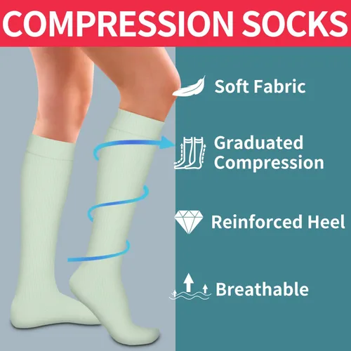 Miniatura 5 de Laite Hebe 4 pares de calcetines de compresión para mujeres y hombres, el mejor apoyo para enfermeras, correr, atletismo