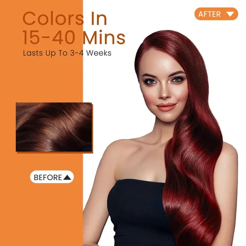 Miniatura 2 de Champú de tinte para el cabello 3 en 1, 100% cobertura de cabello gris, champú natural instantáneo tratado para canas, vino oscuro rojo burdeos