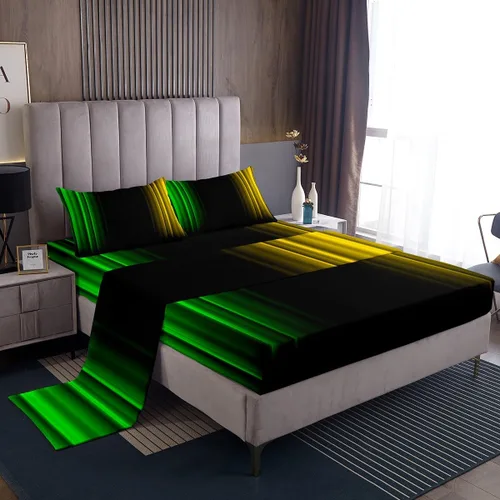 Feelyou Juego de sábanas decorativas con ombre abstracto para niños y adolescentes, juego de sábanas rojas y negras de moda para dormitorio de niñas